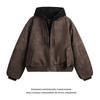 Maillard fake two-piece leather flight jacket men's American high street ruffian handsome locomotive suit hooded new coat