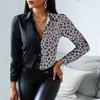 Spring Autumn Women Officewear Blouse Women Fashion Elegant Scarf Chain Print Button Design Shirt Long Sleeve Patchwork