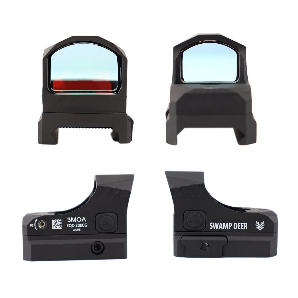 SWAMP DEER OPTICS EQC1x24 Mini Dot Sight, Open Dot Sight, Impact Resistant Up To 2000g, Includes Two Mount Adapters (Black)