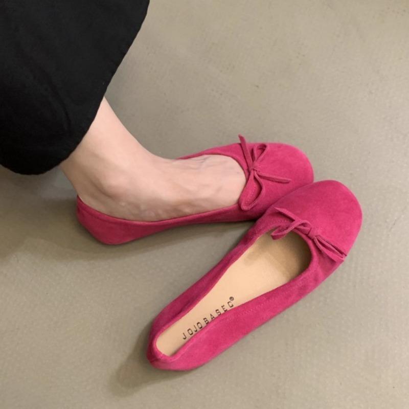 Fashion Women's Flat Shoes Autumn New Round Head Shallow Mouth Butterfly Knot Light Soft Sole Single Shoes Zapatos Mujer