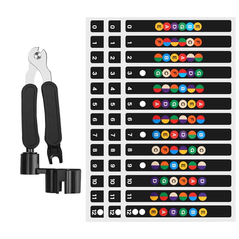 Multifunction Guitar String Changing Gadget with Fretboard Scale Sticker Notes Labels String Cutter Beginner Guide Accessory ZYF