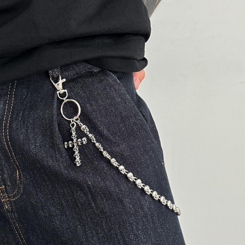 Vintage Metall Rock Punk Schlüsselanhänger Kette Damen Herren Totenkopf Goth Hose Hüftkette Jeans Schmuck Zubehör