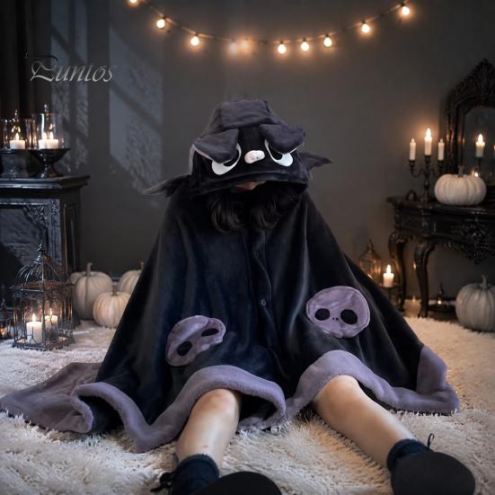 Adult Hoodie Blanket Bat for Adults, Cute Shark Fox Hooded Cape, Unisex Costume Soft Cozy Wearable Halloween Cosplay Home Loungewear Novelty Apparel