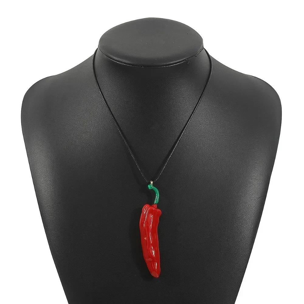 

New Red Pepper Pendant Rope Chains Necklace for Women Boho Style Fashion Holiday Party Fashion Jewelry Gifts Accessories