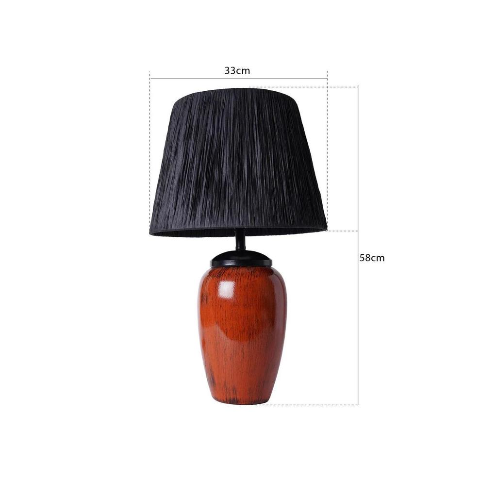 Date Handmade Seramik Abajur Siyah-Kırmızı