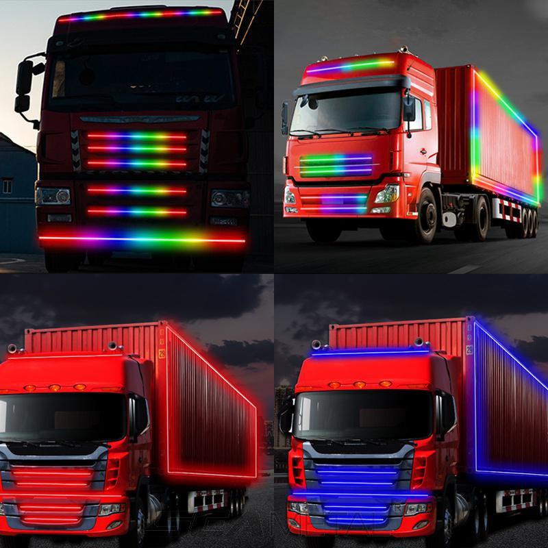 SEAMETAL 24V LED intermitent RGB Camion Lumină ambientală Bara de protecție de acoperiș Lampă de ușă Bandă de lampă decorativă Camion Lumini de avertizare pentru mașini Decorare