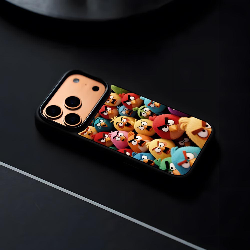 GAME A-Angry Bird Phone Case For IPhone 17 16 15 14 13 12 Pro Max Plus Black Frame Hard Shell