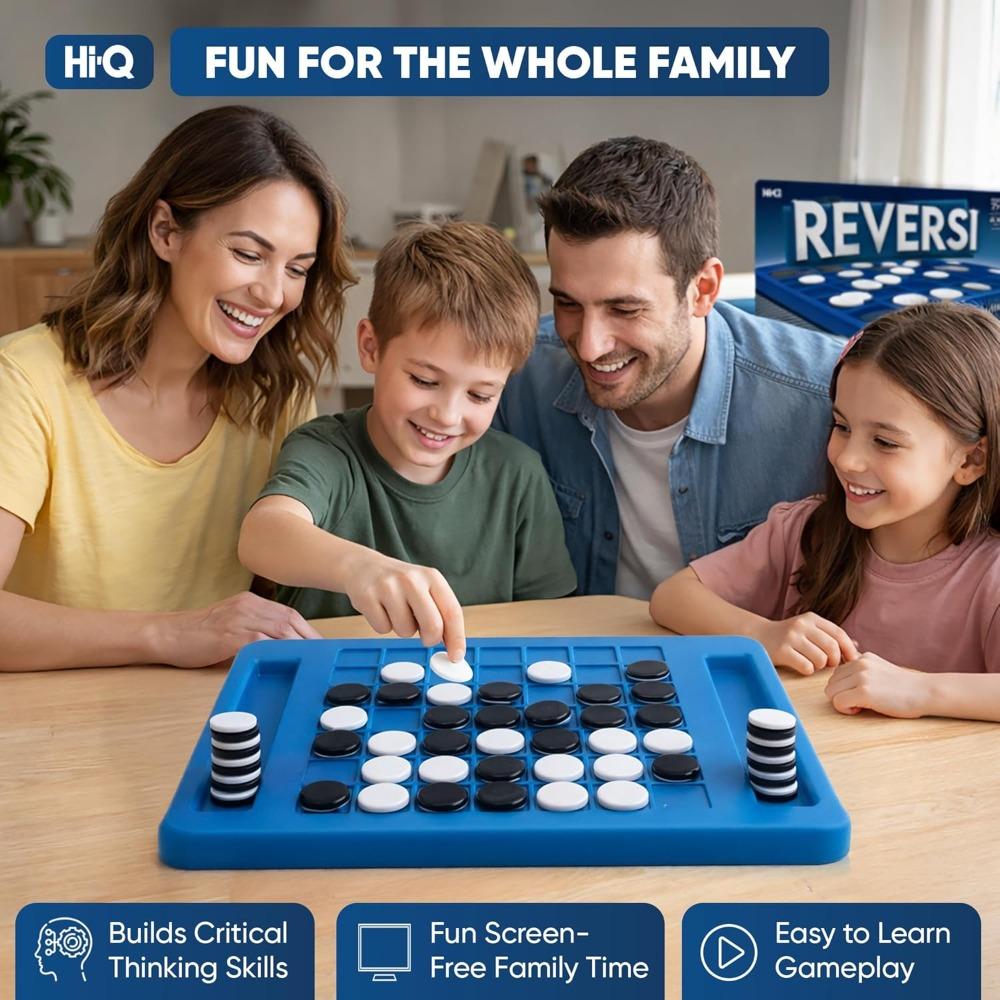 Reversi Board Game for Kids & Adults 14x10x2 Inches – Othello Classic Board Game - with 64 Reversible Discs & Built-in Storage – Strategy Board Game