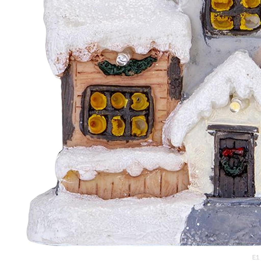 LED House Lighted Up Snow Covered Xmas Buildings