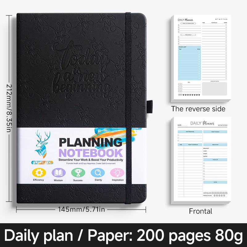 In Stock: A5 Cute English Daily Planner with PU Cover - New Style Weekly Diary