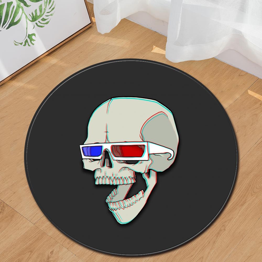 Skull Round Carpet Computer Chair Mat Office Chair Floor Mat Door Mat Foot Mat