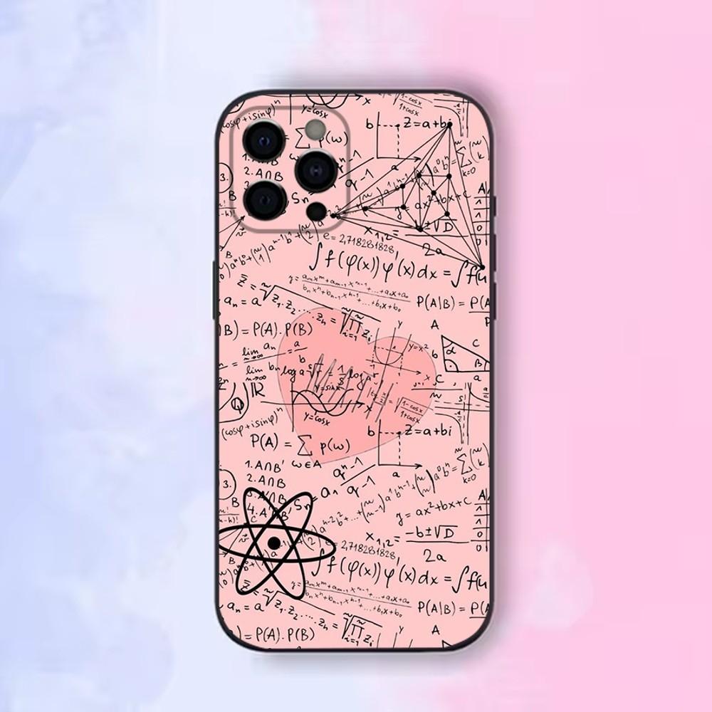 Physics Chemical Math Formula Phone Case For Apple iPhone 15,14,13,12,11,Pro,X,XS,Max,XR,Plus,Mini Soft Black Shell