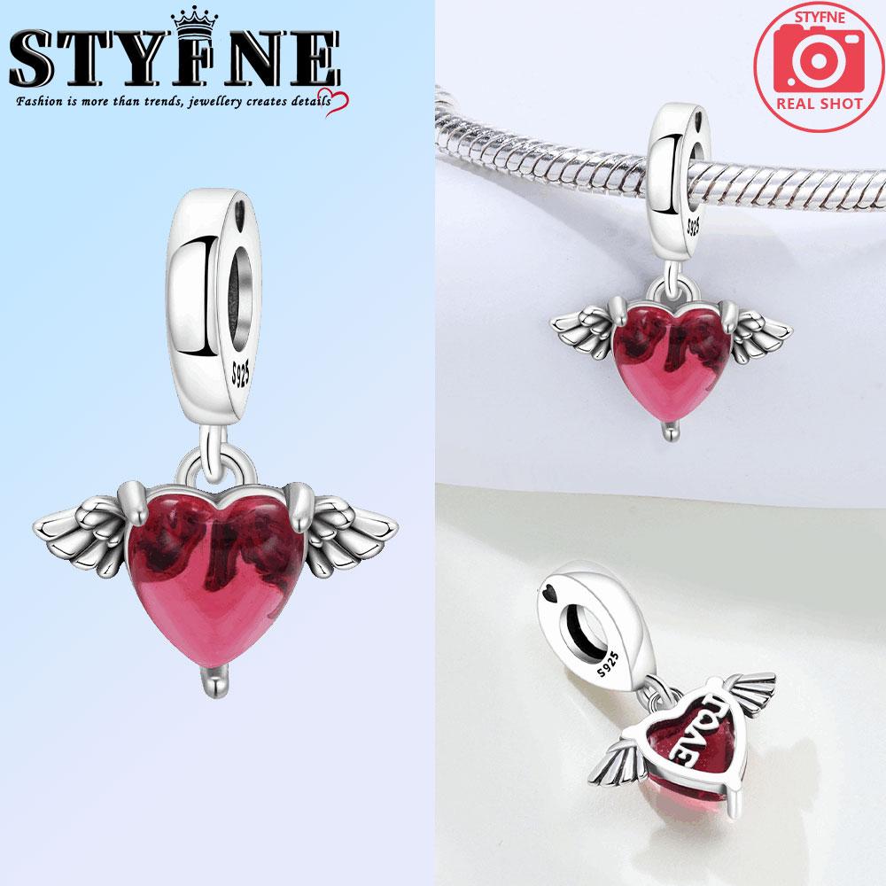 Copper Golden Couple Heart Angel Wings Charms Beads Pendant For Original Bracelet Woman Girl Jewelry