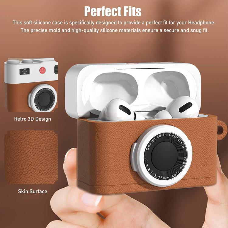 Retro Camera‑Shape Silicone Earbud Protective Case With Metal Keychain Washable Anti‑Dust Cover For AirPods Pro 2
