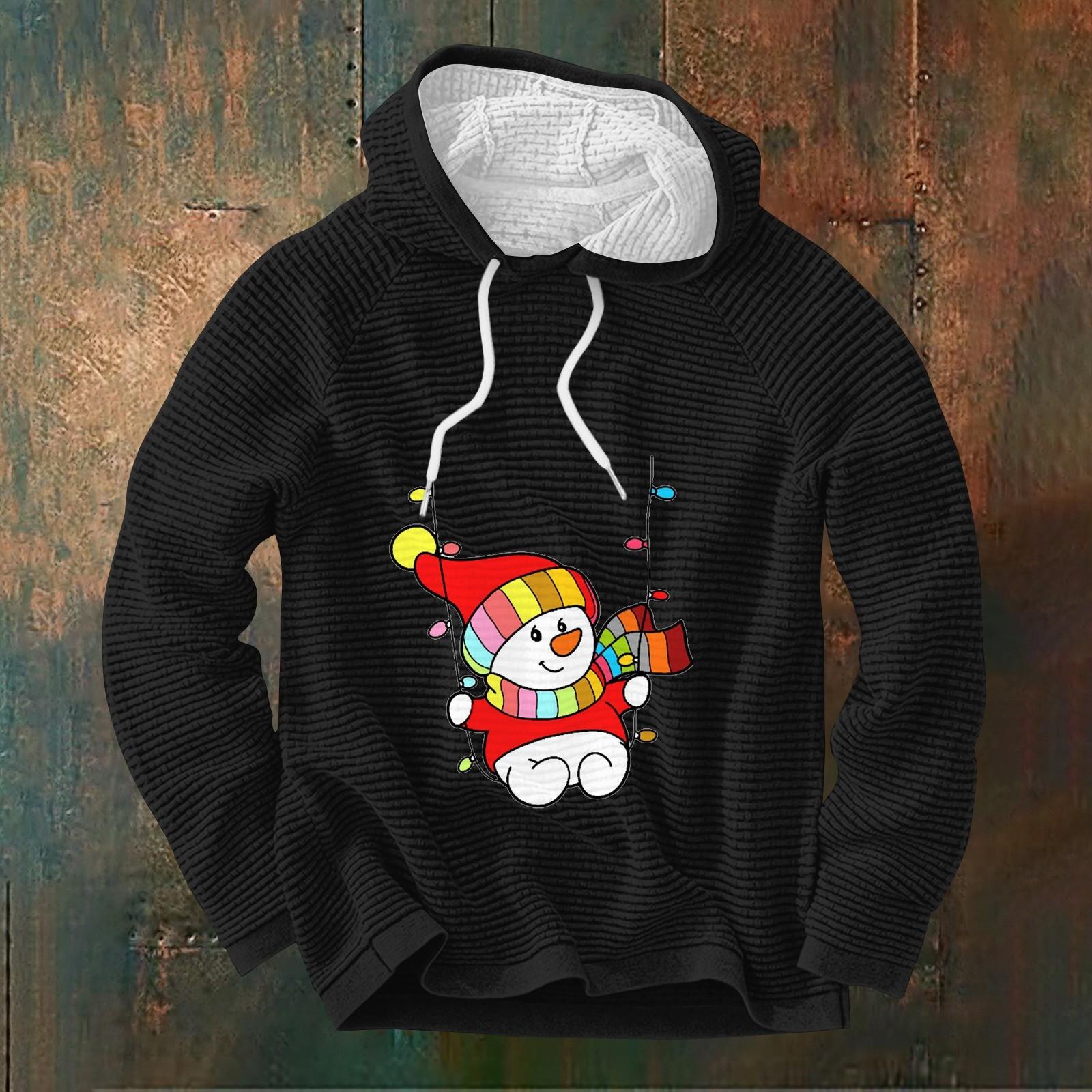 Мужской повседневный и модный свитер с длинными рукавами и капюшоном M белый — фото 8