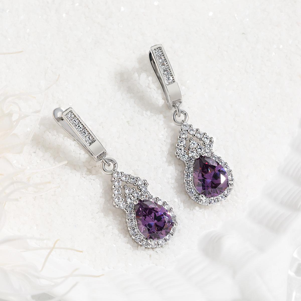 

Inlaid Water Drop Fulu Earrings for Women, High-end Light Luxury Zircon Mother s Day Gift Gourd Earrings