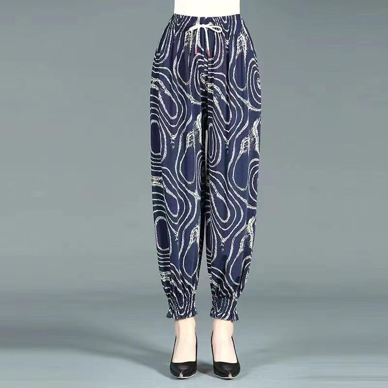 Летние прохладные брюки женские принтованные противомоскитные брюки женские холодные фонарики One size
