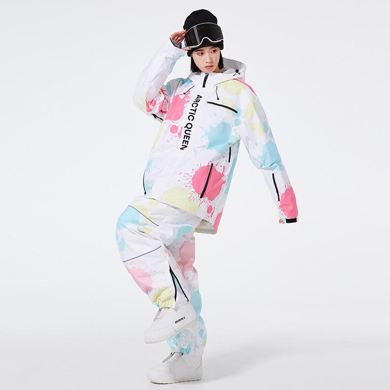Skiwear men and women winter outdoor waterproof windproof thickened warm thickened snowboard snowboarding clothes ski suit set