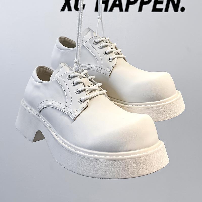Dress white leather shoes high-end men's fashion versatile men's shoes niche design round head height increase derby shoes 95558-A