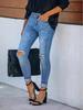 European and American Blue Ripped Skinny Pencil Jeans - In Stock