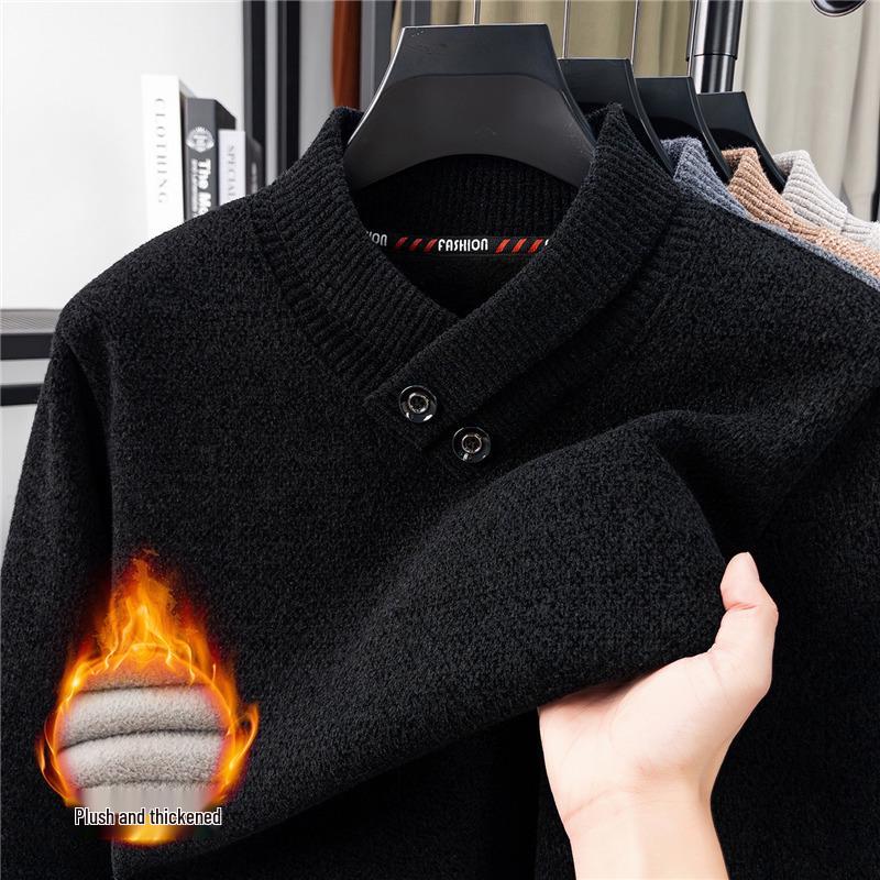 2025 Men s V-Neck Knitwear with Ferret Fur Collar XL