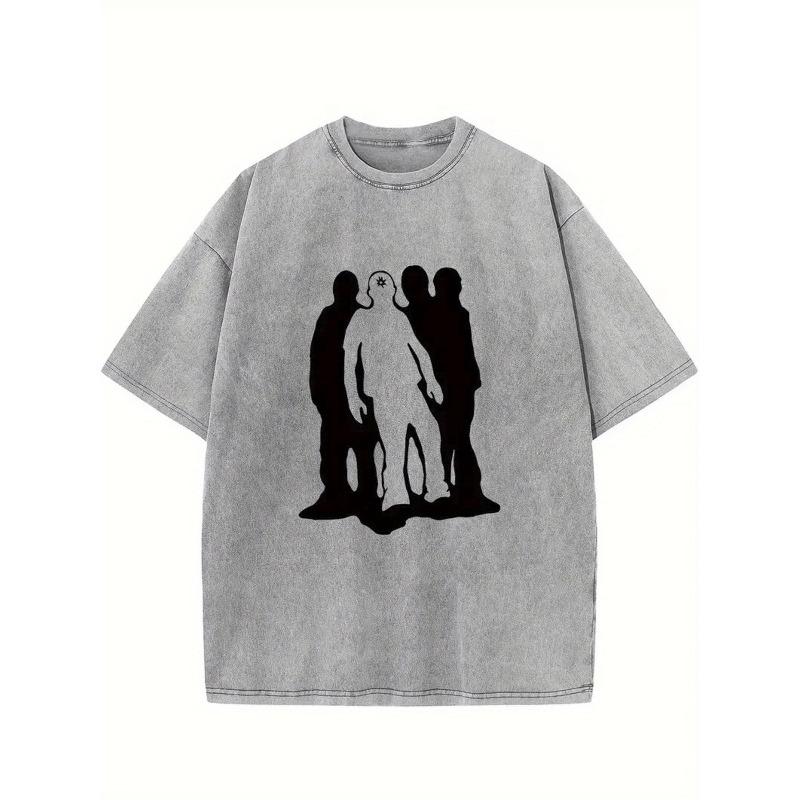Washed, Unique Printed Men'S T-Shirt, High-Quality Printed Cotton Retro Fashion T-Shirt, for Summer T-Shirt with a Certain Thickness, Holiday Gift