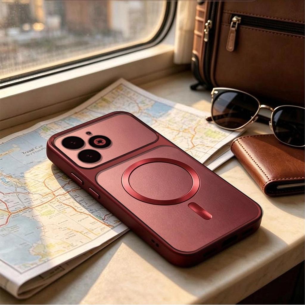 Cyberpunk Magnetic CD Texture Ring Case for TECNO SPARK GO 2024 20 20C 10 Pro POP8 infinix HOT40i SMART HD PRO Plus itel A50 Metallic Sheen Cover