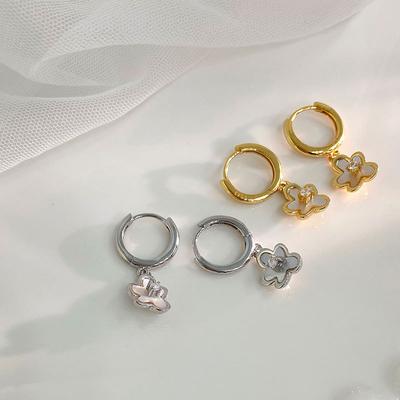 Sweet and Cute Shell Flower Ear Buckle Sweet Small Flower Pendant Earrings Light Luxury High-end