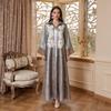 New In Stock Luxury 3D Embroidered Women's Long Abaya, Breathable Shiny Big Hem Dress, Malaysia Muslim Clothing
