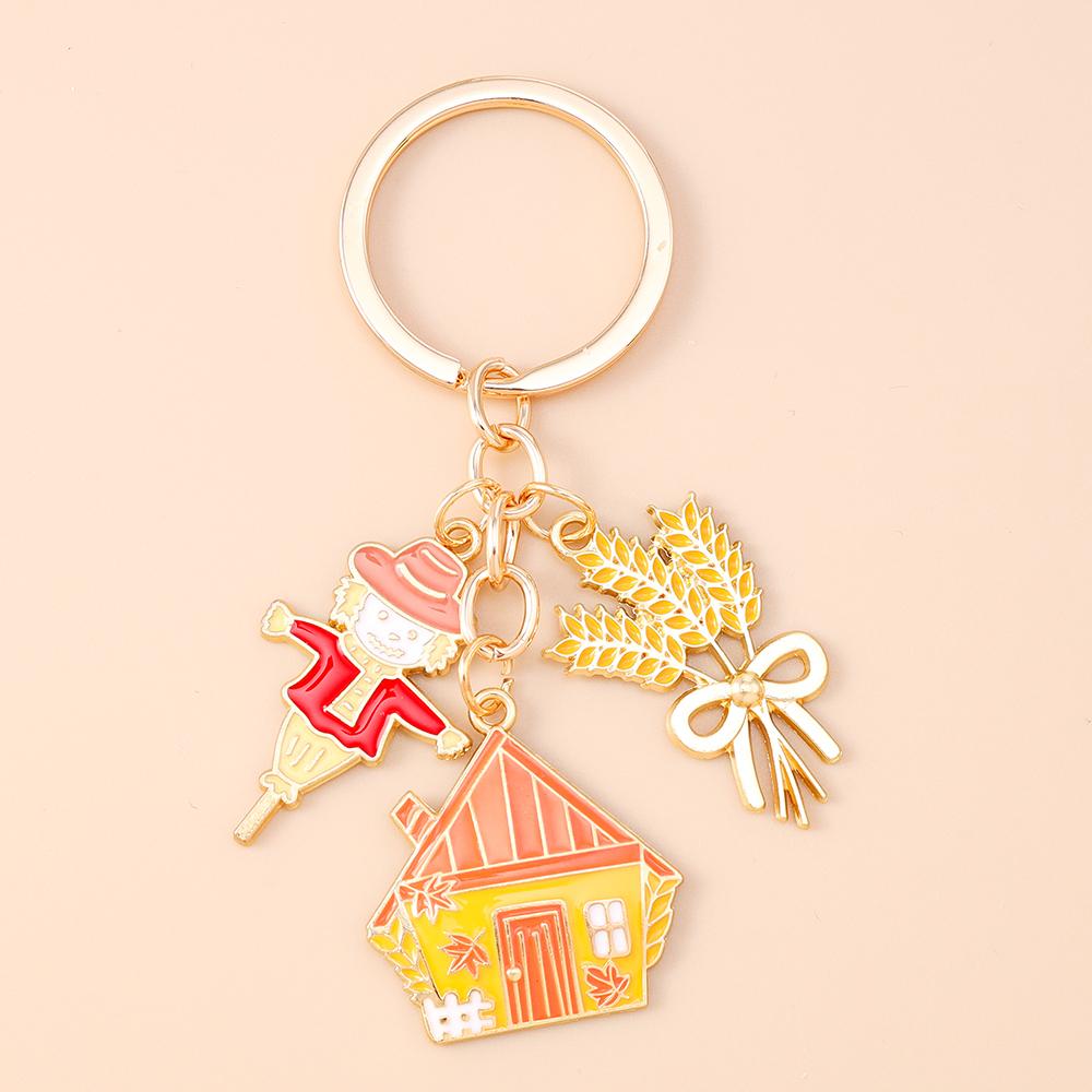 Fashion Autumn Maple Leaf Keychain Women Girls Corn Pumpkin Key Ring Pendants for Handbag Decor DIY Key Chain Jewelry Gifts