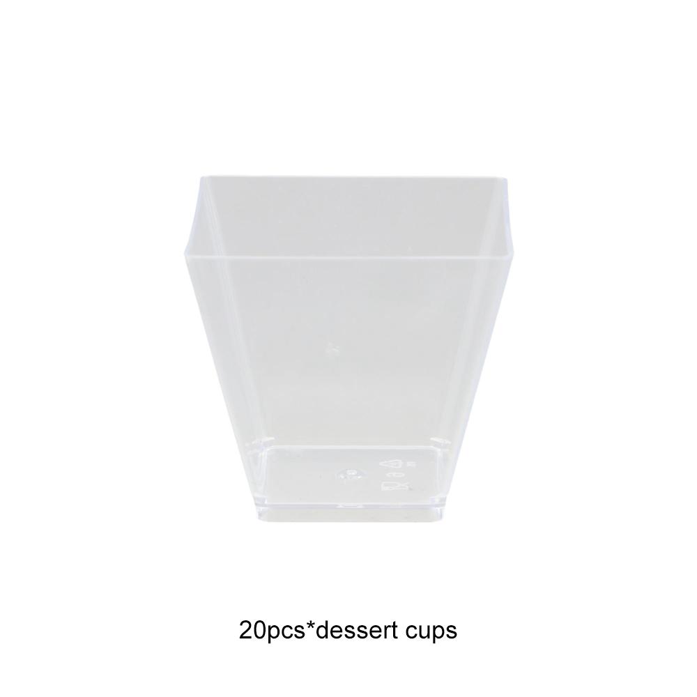 

20pcs 60ml Disposable Plastic Mousse Cups Ladder Transparent Appetizer Cup Square Cup Mouth Plastic Dessert Cups Yogurt