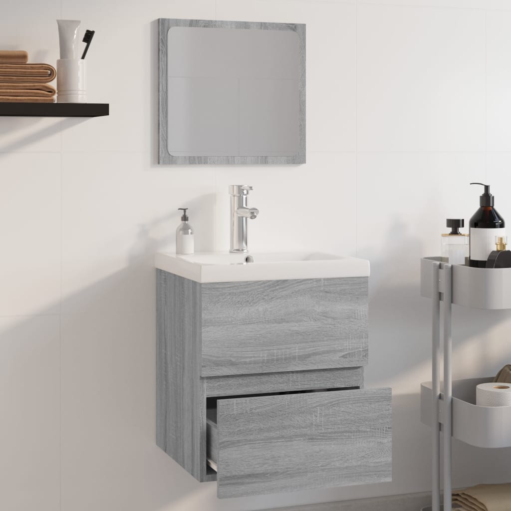 Bathroom Furniture Set Gray Sonoma Particleboard