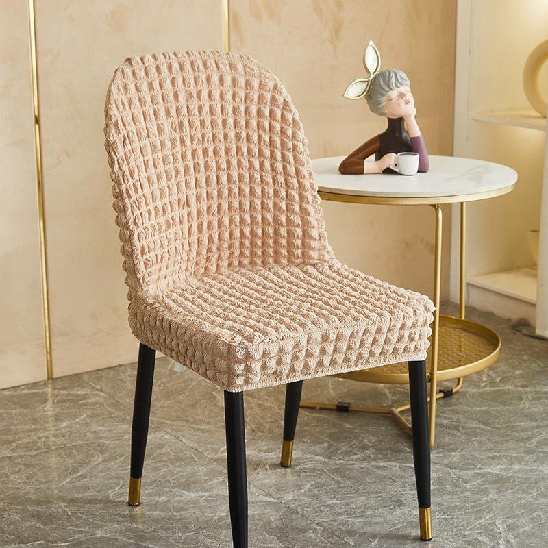 

Bubble Yarn Curved Chair Cover Home Solid Color Sleek Dining Table and Chair Cover Elastic Slip-resistant Seat Cover 40*43*43cm