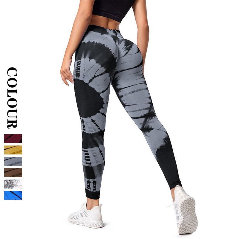 

Леггинсы для йоги Nessaj Tie Dye Женские бесшовные брюки для фитнеса с высокой талией Эластичные колготки для спортзала