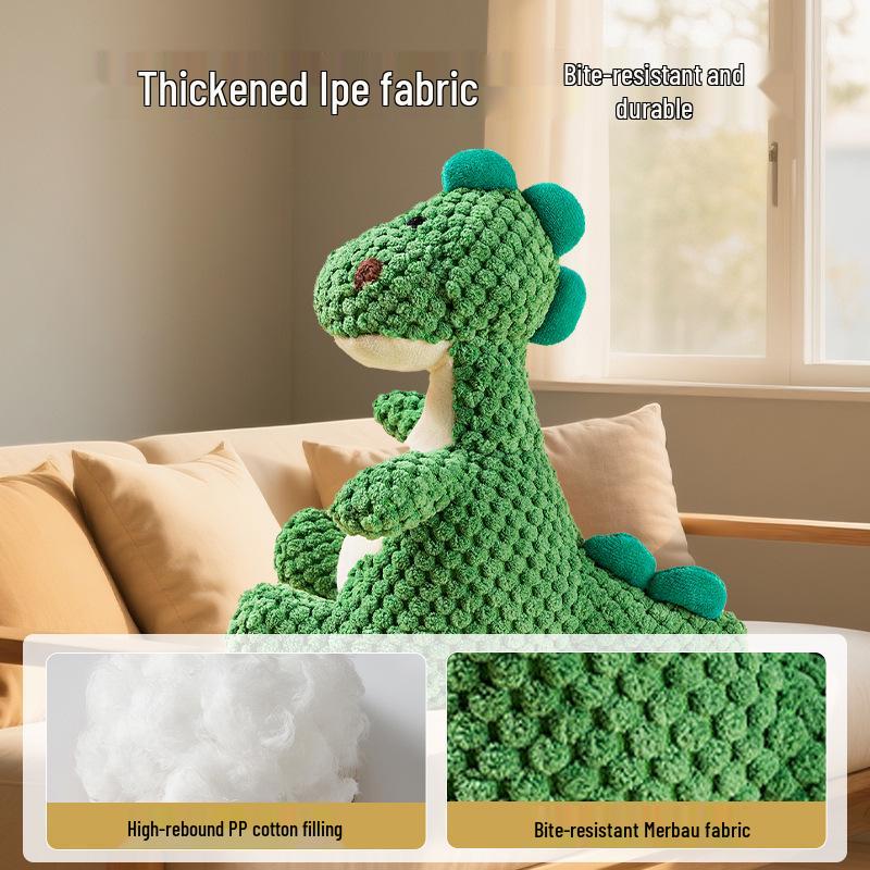 Dinosaur Squeaky Plush Dog Toy - Bite & Dirt Resistant, Sounding Soothing Toy for Small & Large Dogs