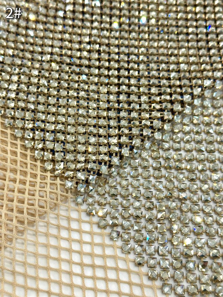 Heavy Process Crystal Decor Gold Stones for Party Dress Series, Embroidery Elastic net Lace, Super Top Quality Fabric For Party