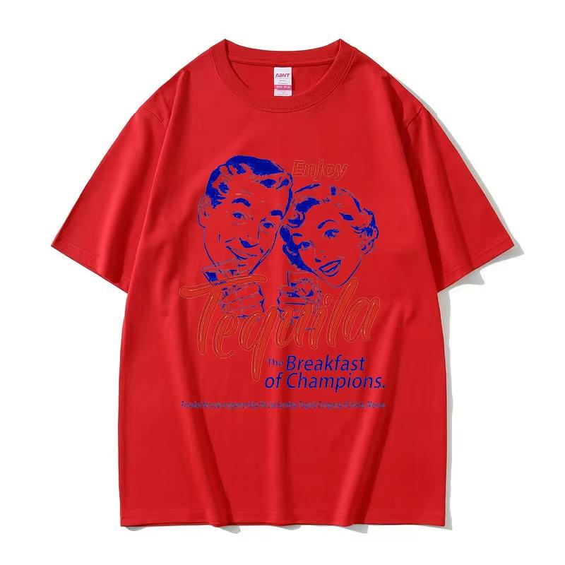 2025 Summe Enjoy Tequila The Breakfast of Champions Funny Meme T Shirts Men Women Casual 100 Pure Cotton Printed Tshirt Y2k
