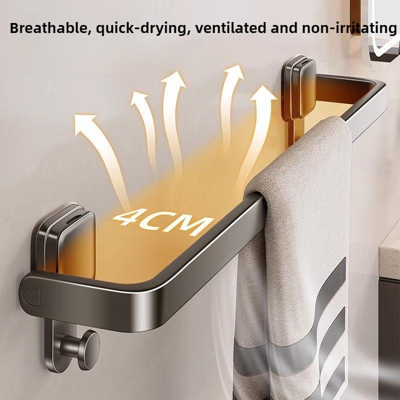 Suction Cup Folding Towel Rack Bathroom Storage Rack No Drilling Bathroom Horizontal Bar Towel Rack Kitchen Bathroom Acssories