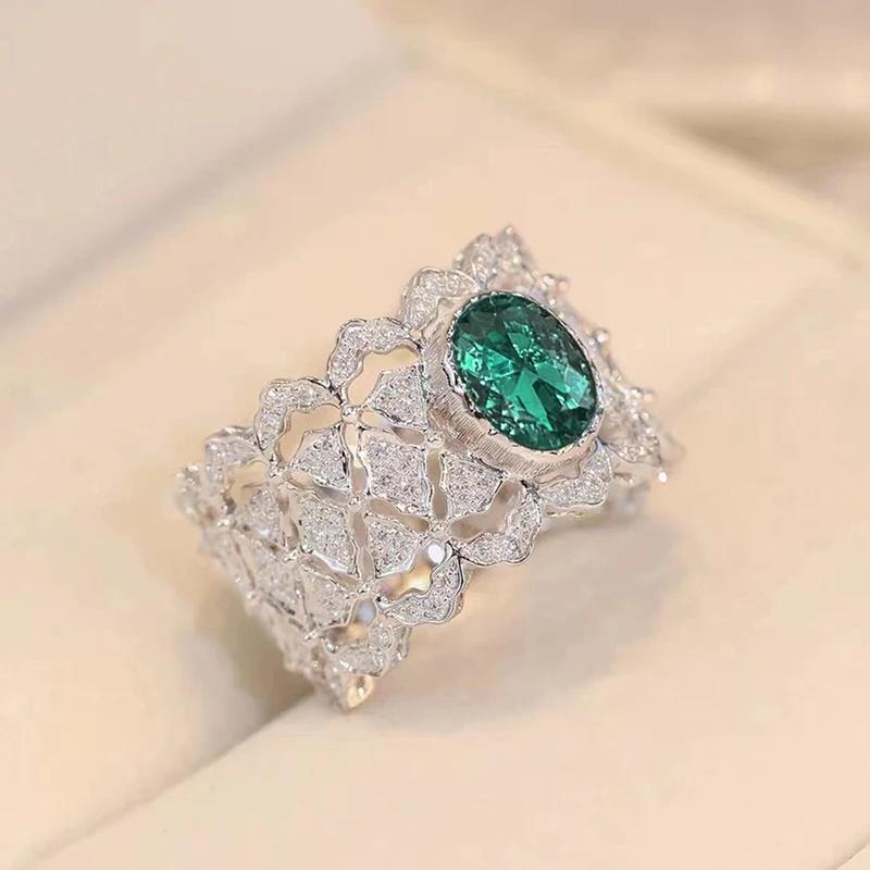 

Huitan Luxury Impressive Rings for Engagement Charming Exquisite Hollow Finger Accessories Women Graceful Chic Zircon for Party 6