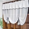 Modern minimalist black edging White Curtain,Adjustable Height Lifting Curtain,Transparent sheer Voile For Small Windows