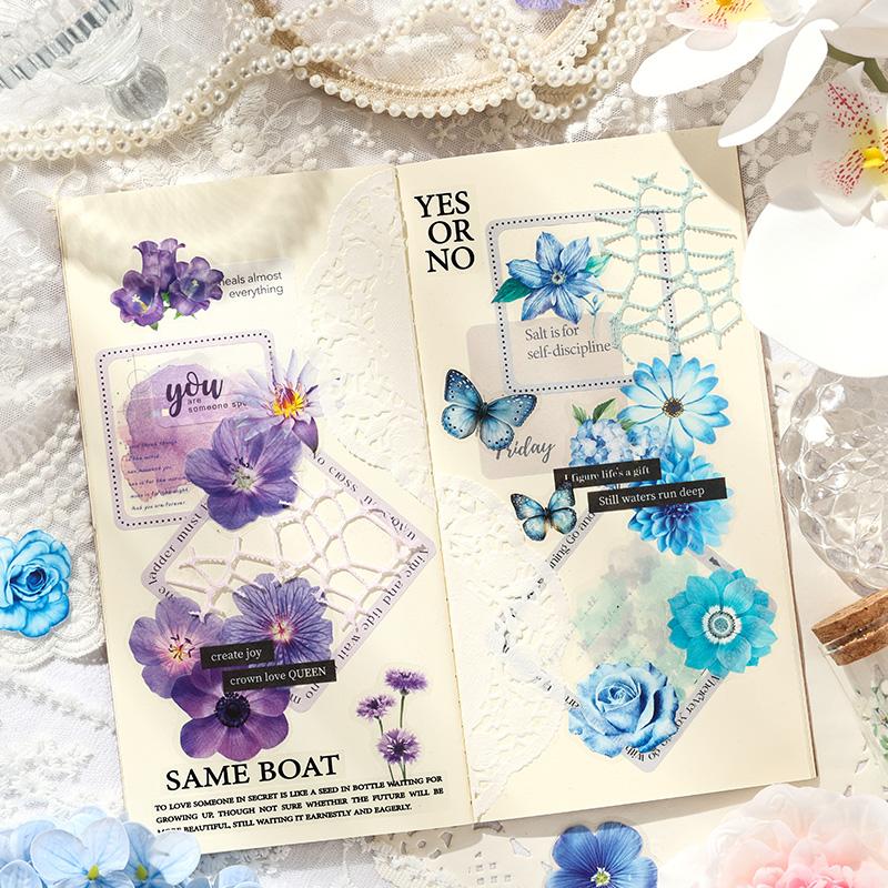 60 Pcs Plant Flower Cluster Stickers Junk Journal Creative Stationery DIY Decorative Stickers Scrapbook School Supplies