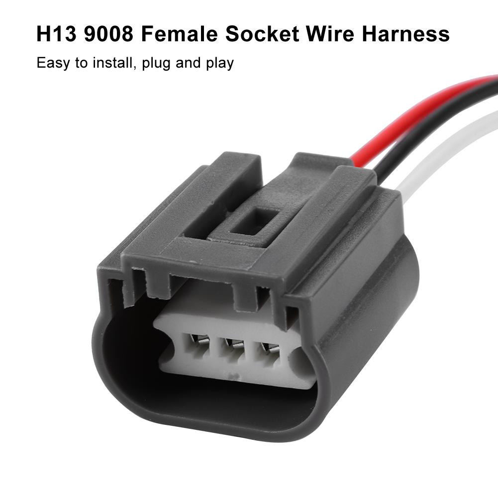 Lot de 2 connecteurs adaptateurs de faisceau de câbles femelles H13 9008 pour prise LED en céramique résistante à la chaleur