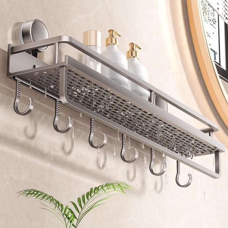 Suction Cup Mount Bathroom Shelf Multifunctional No Drill Hanging Bath Room Basket Household Shampoo Storage Rack Tray