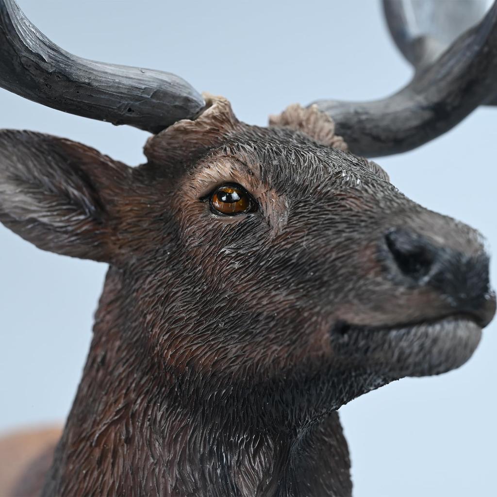 JXK Reindeer Animal Figure Statue Miniature Resin Model Desk Accessory Ornament Birthday Gift Painted Finished Product