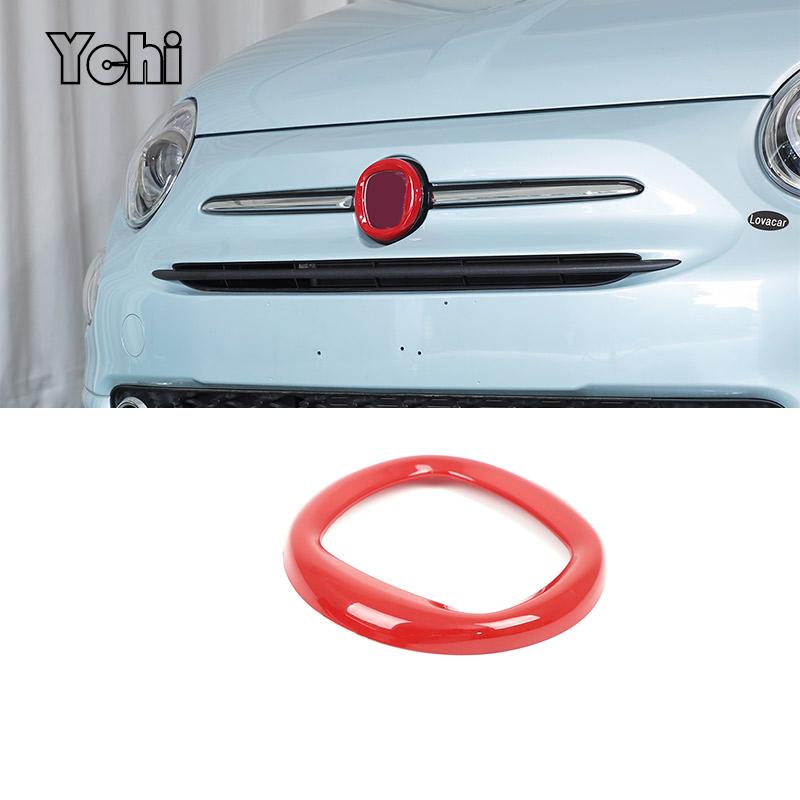 

For Fiat 500 2016-2026 For Abarth 595 695 2017-2026 ABS Glossy Black Logo Decoration Ring Front And Rear Logo Cover Car Stickers