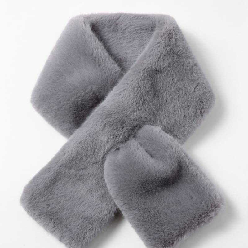 

LALA Зимний меховой шарф - Светло-серый FREE