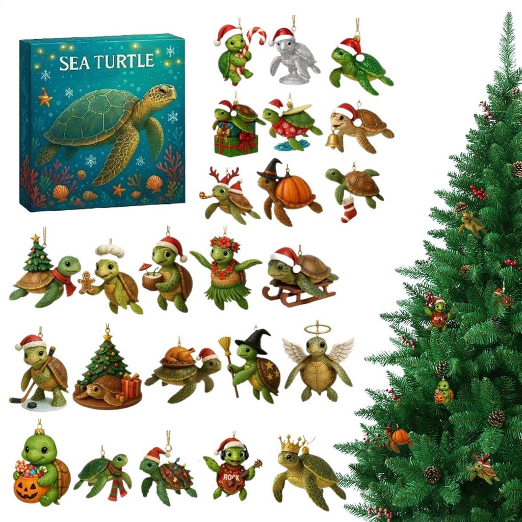 2025 Weihnachts-Schildkröte 2D Adventskalender Kreativer und skurriler Schildkröten-Schmuck Weihnachtsgeschenk Dekoration Handgemachte DIY-Geschenke