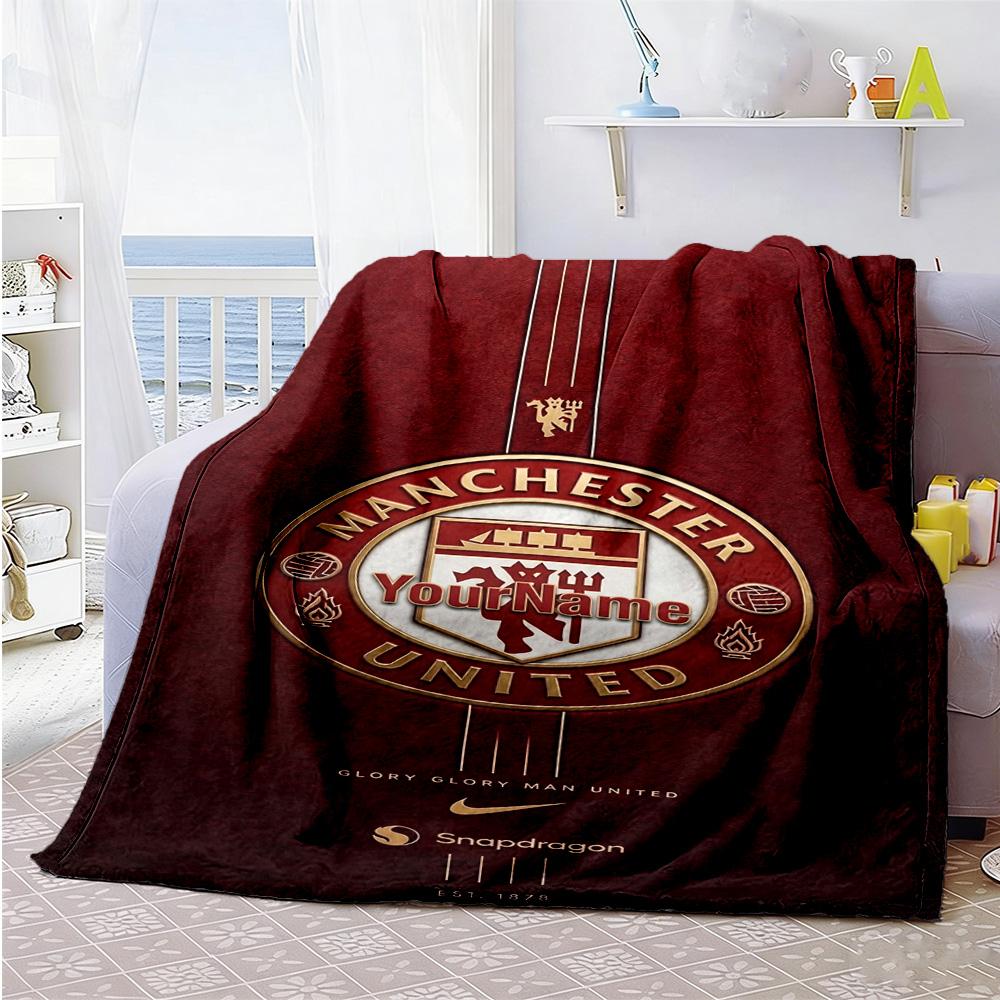 Manchester Customize Your Name Blanket Multi-purpose Customizable Blanket Ultra-Soft Great for Office Living Room Nap Couch for All Occasions
