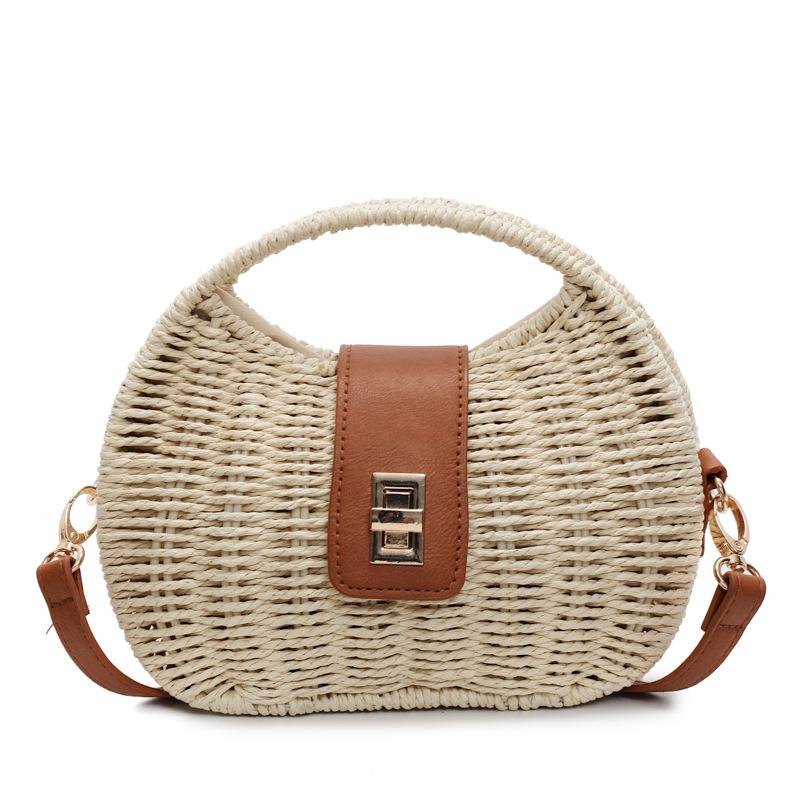 Bag Women's Spring and Summer 2025 New Fashion Woven Straw Bag Messenger Bag Seaside Vacation Beach Bag