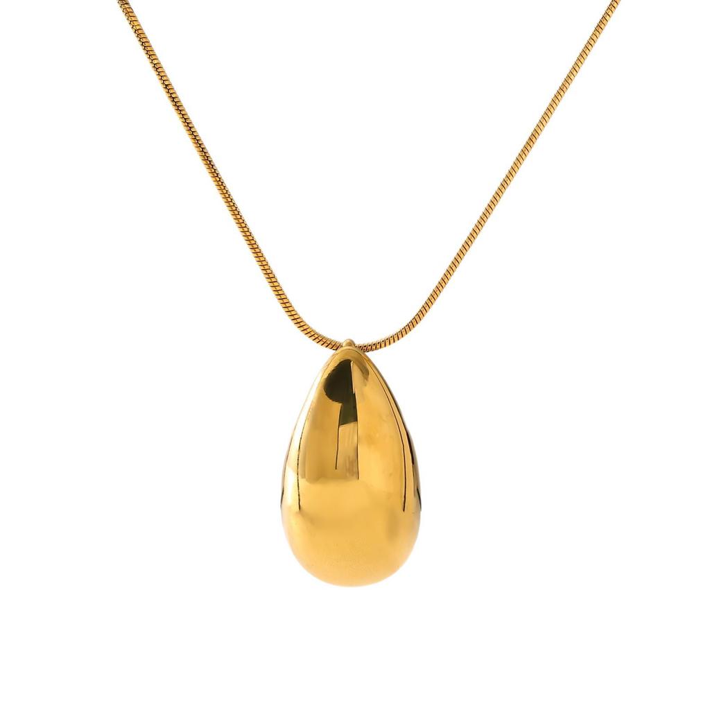 European and American high-end stainless steel water drop necklace niche retro fashion pendant temperament versatile and simple
